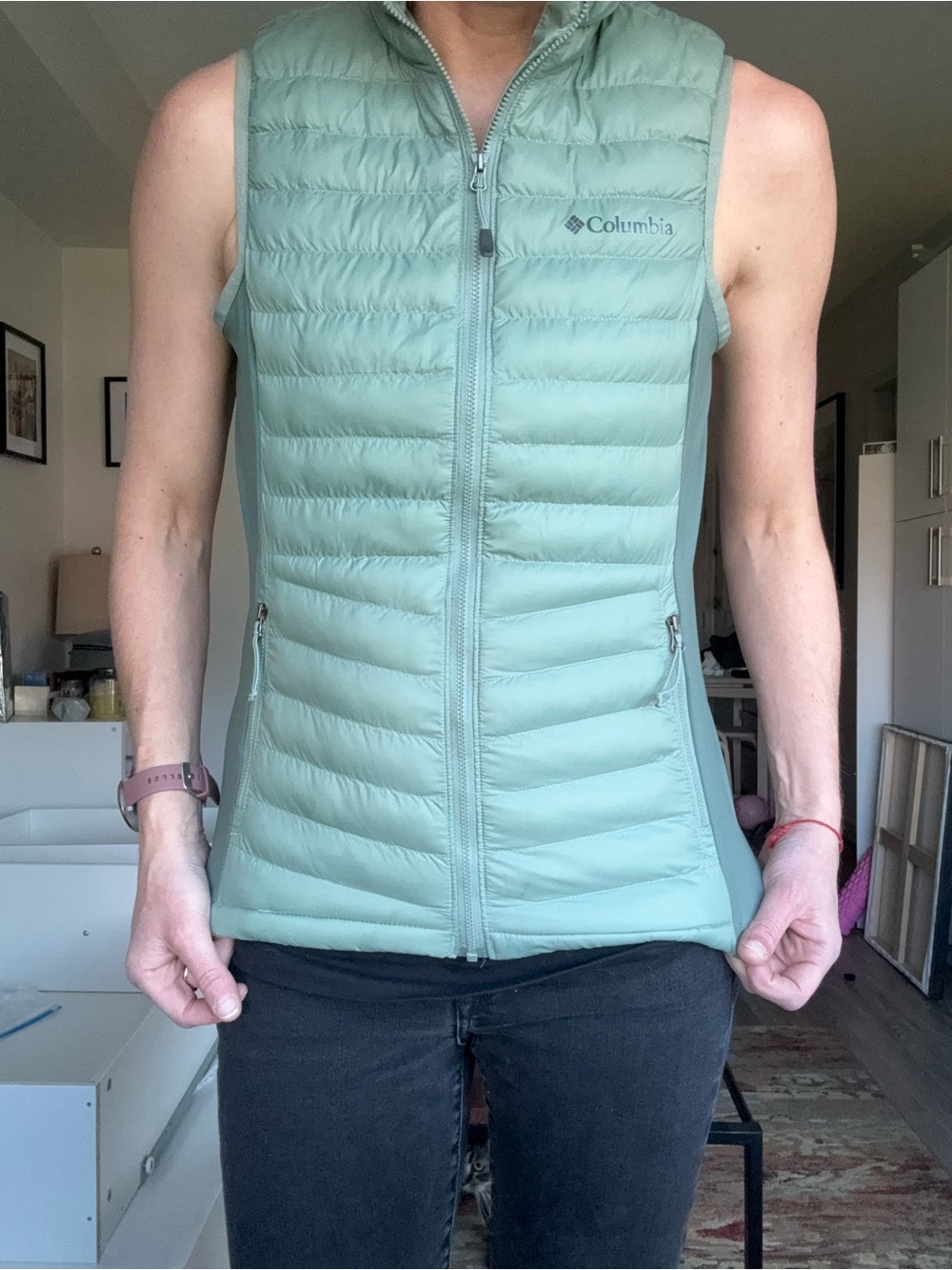 Columbia Sage Green Powder Pass Hybrid Insulated Vest XS
